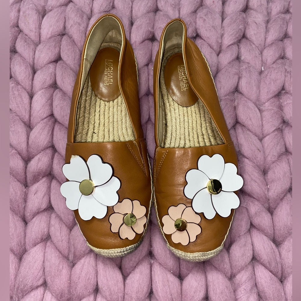 MK Michael Kors Leather Espadrilles with Flowers